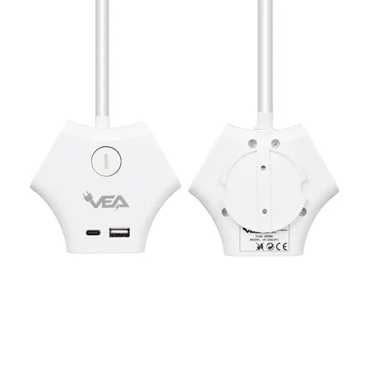 VEA VE-G903YC 3LÜ USB+ TYPE-C GİRİŞLİ ANAHTARLI 1.5 METRE GRUP PRİZ alternatif görünüm