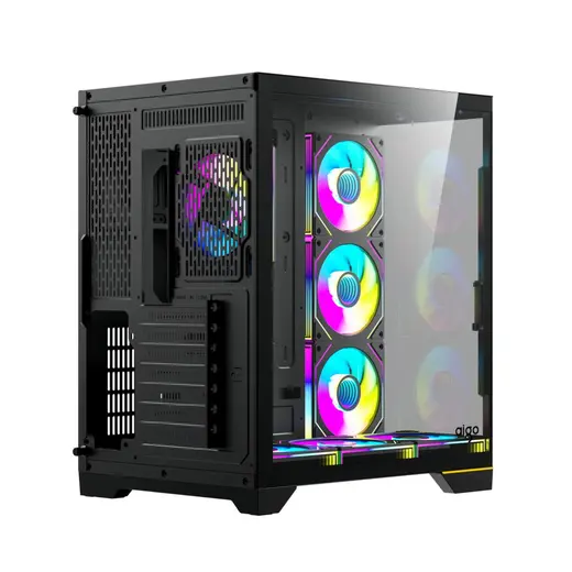 AIGO FT418 Ultra Siyah 7x L17 ARGB Fanlı 850W 80+ Bronze Gen5 LCD Mid Tower Kasa görseli 6