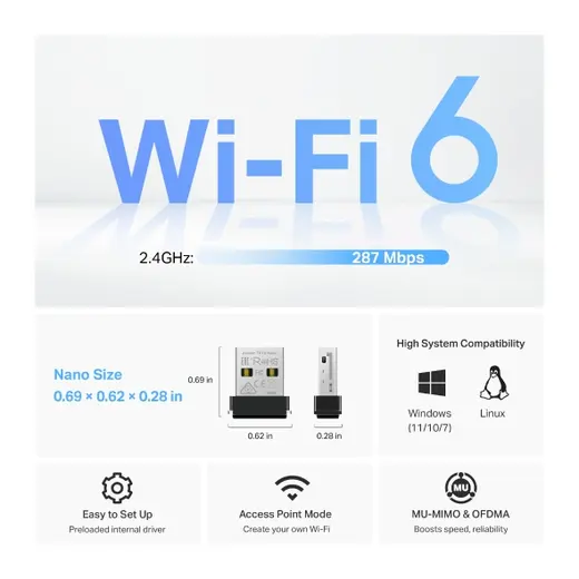 TP-LINK Archer TX1U Nano Wıfı6 USB Kablosuz Adaptör görseli 3