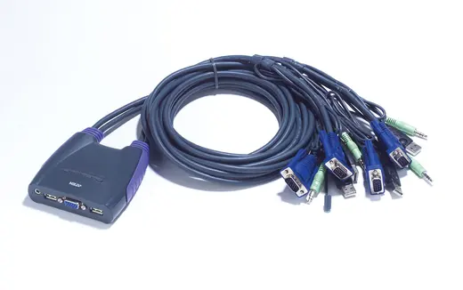 ATEN ATEN-CS64US 4 portlu USB VGA KVM (Keyboard/Video Monitor/Mouse) Switch, Hoparlör bağlantısı mevcut, Masaüstü Tip