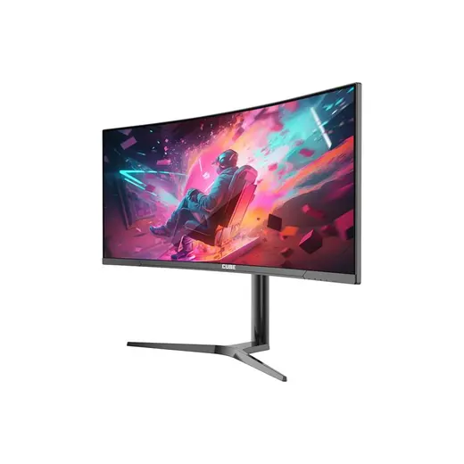 34 CUBE PA-34V165C VA 1MS 165HZ HDMI DP TYPE-C USB 2K WQHD 3440X1440 FREESYNC CURVED YUKSEKLIK AYARI VESA RGB SIYAH GAMI görseli 2