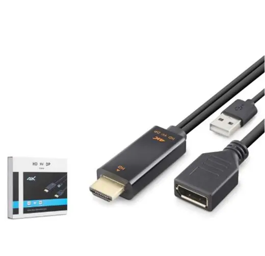 HADRON HDX7901 HDMI USB to DisplayPort Aktif Dönüştürücü Kablo 4K 60Hz 26 cm Siyah