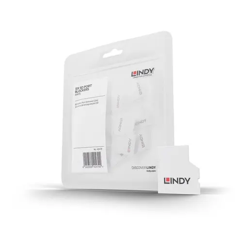 LINDY LIN-40479 10 adet SD Port Kilidi (Anahtar Hariç) – 10’lu, Beyaz Renk SD kart yuvalarını yetkisiz erişime karşı