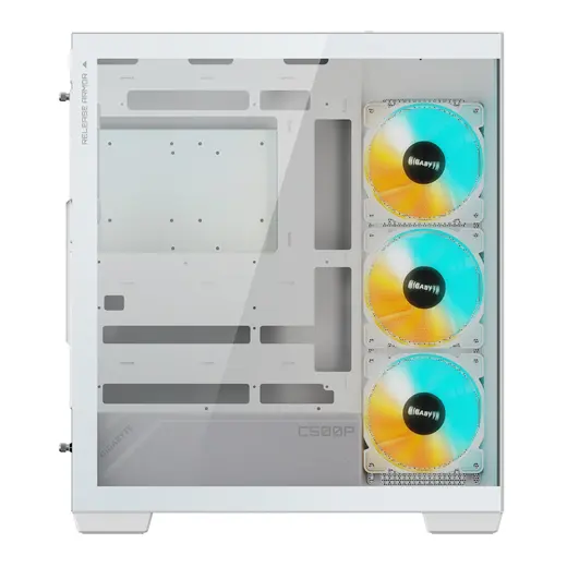 GIGABYTE GB-C500PI-ST C500 Panoramic Stealth Ice Sütunsuz Panoramik Cam Beyaz Mid Tower PC Kasası (4x ARGB Fanlı) görseli 4