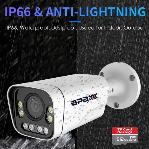 OPAX-7452 3MP IP TFT CARD DESTEĞİ H.265+ 8 WARM LIGHT FULL COLOR 3.6 MM METAL BULLET CAMERA görseli 3