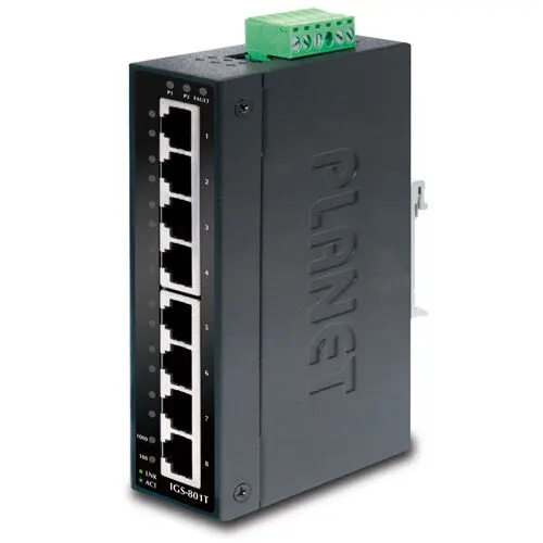 PLANET PL-IGS-801T Endüstriyel Tip Yönetilemeyen Switch (Industrial Unmanaged Switch) 8-Port 10/100/1000Mbps IP30