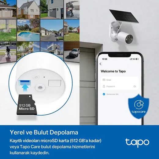TP-LINK 3MP Bullet 3MM Wıfı Kablosuz Bataryalı Solar IP Kamera TAPO C410 KIT görseli 3