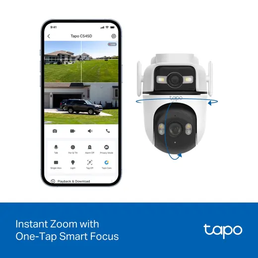 TP-LINK 3MP Dual Lens PT Speed Dome Wıfı Kablosuz Pan-Tilt IP Kamera Tapo C545D görseli 1