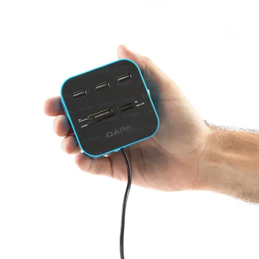 DARK DK-AC-UCR202BL 3xUSB2.0 MICROSD/SD/MMC/M2/MS PRO DUO KART OKUYUCU MAVI alternatif görünüm