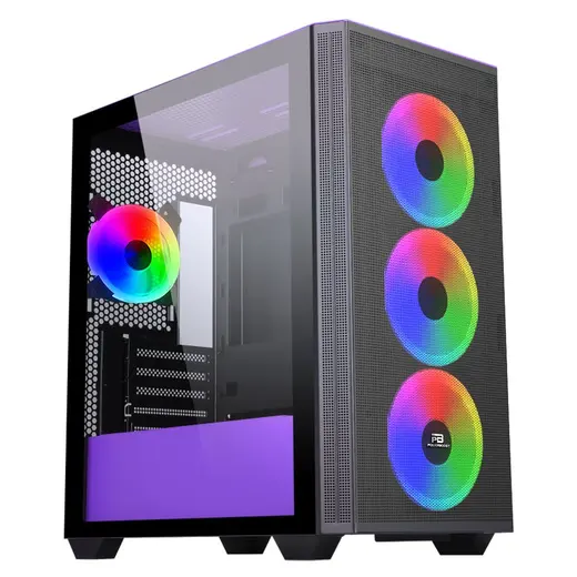 POWERBOOST PB-P2252BP 4-ARGB Fanlı Gaming Mid-Tower PC Kasası Mor-Siyah görseli 6