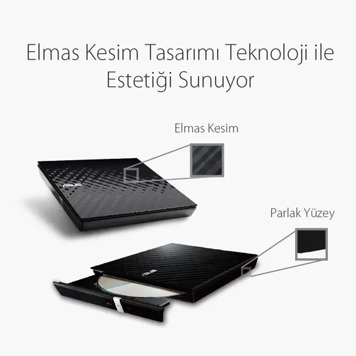 ASUS 8x SDRW-08D2S-U USB 2.0 Slim Harici DVD Yazıcı Siyah görseli 4