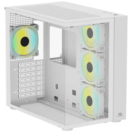 POWERBOOST PB-SS02W Sea View 7-RGB Fanlı Gaming Mid-Tower PC Kasası Beyaz görseli 1