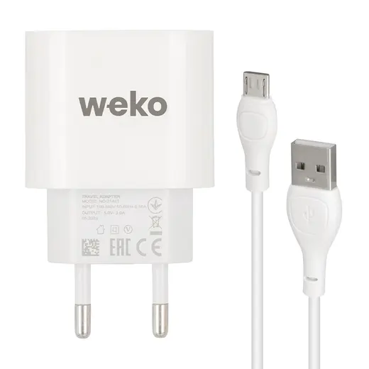 WEKO WK-21441 PDU QC 3.4 AMPER ŞARJ BAŞLIK ADAPTÖRÜ + MICRO USB KABLO (NO:1) alternatif görünüm
