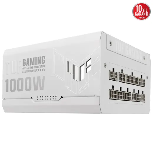 ASUS 1000w 80+ Gold TUF GAMING 1000G WHITE Tam Modüler Power Supply Beyaz / 90YE00S5-B0NA00 görseli 4