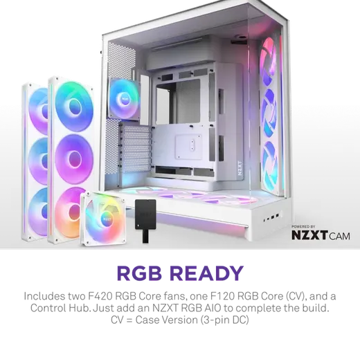NZXT H9 FLOW RGB 2025 ARGB CM-H92FW-P1 Gaming Mid-Tower PC Kasası Beyaz görseli 7
