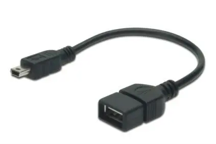 DIGITUS AK-300310-002-S USB On-The-Go (OTG) Kablosu, 0,20 metre, AWG 28, USB A, dişi - Mini USB B, 5-pin, erkek