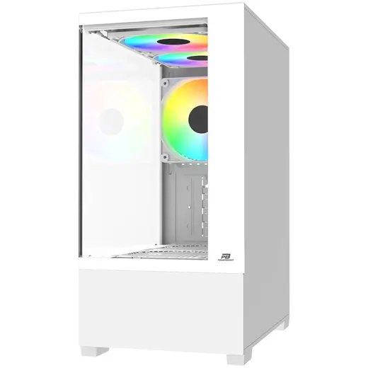 POWERBOOST 500W PB-M5001W 3-Rainbow Fanlı Gaming Micro-Tower PC Kasası Beyaz görseli 4