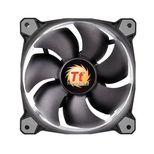 THERMALTAKE Riing CL-F038-PL12WT-A 120mm Beyaz Halka Ledli Titreşimsiz Kasa ve Radyatör Fanı görseli 6