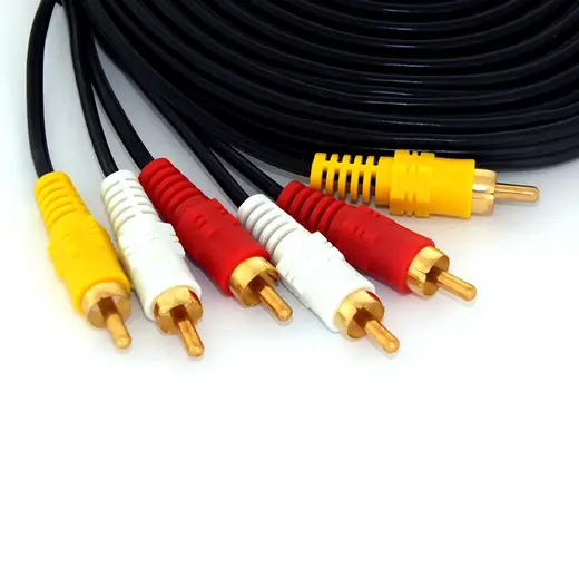 6 Metre 3 RCA - 3 RCA Kompozit AV Kablosu | Stereo Ses ve Video Bağlantısı görseli 3