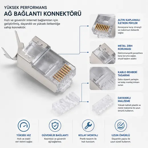 POWERMASTER PM-3734 RJ45 CAT7 JACK SOKET TEKLİ KONNEKTÖR alternatif görünüm