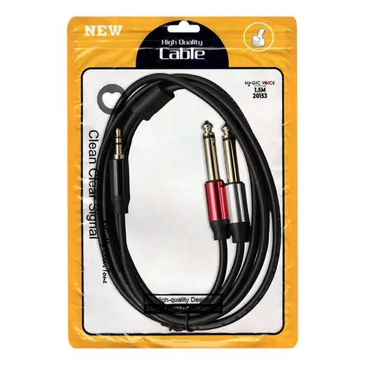 MAGİCVOİCE LD360 3.5 MM STEREO ERKEK + 2X6.3 MM MONO ERKEK 1.5 METRE KABLO alternatif görünüm