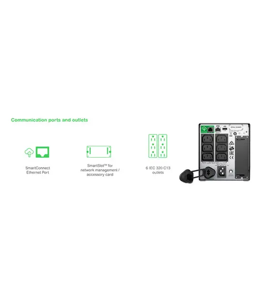 APC Smart-UPS 750VA Tower 230V 6x IEC C13 outlets SmartConnect Port+SmartSlot AVR görseli 7
