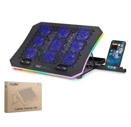 Hadron Dcxa19 Notebook Soğutucu 9-Fan + Telefon Standı 14-18 RGB Siyah alternatif görünüm