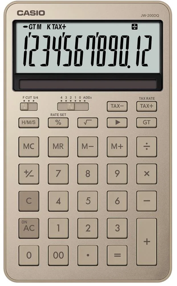 Casio JW-200DQ-GD12 Hane Parlak Altın Masa Üstü Hesap Makinesi