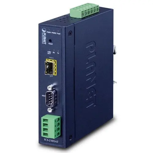 PLANET PL-ICS-2105AT Endüstriyel 1-port RS232/422/485 Serial Device Server 1-Port 100BASE-FX SFP -40~75 derece C
