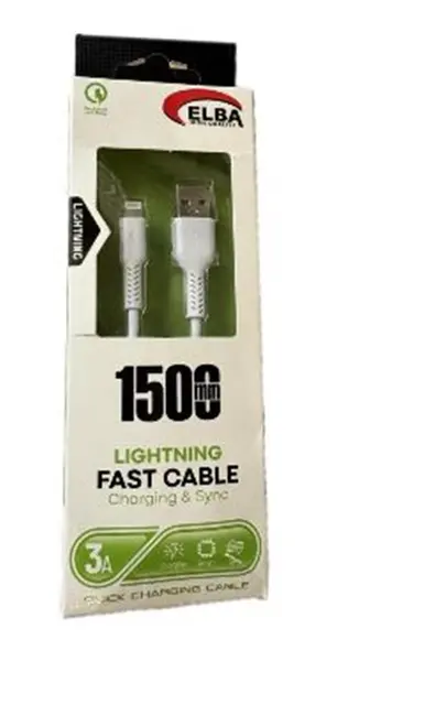 Elba Elb38-L1 1,5Mt iPhone Lightning Beyaz 3A Hızlı Şarj Kablosu