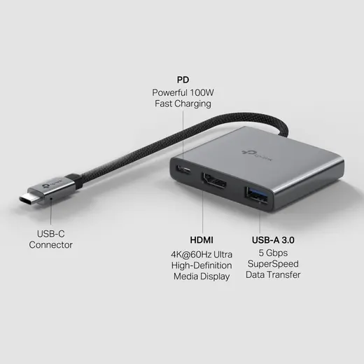 TP-Link UH3020C Type-C 3 Port Portatif USB Hub alternatif görünüm