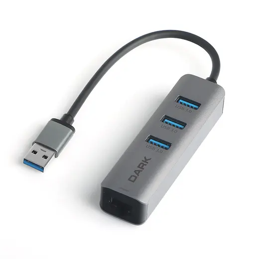 DARK DK-AC-USB332GL USB3.0 TO 3 PORT USB3.0 RJ45 HUB GRI