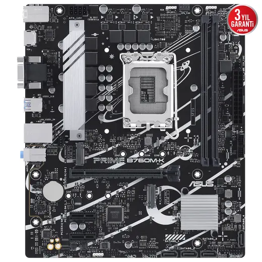 Asus PRIME B760M-K Intel 1700p DDR5 8000 HDMI VGA Çift M2 USB3.2 AURA RGB mATX görseli 4