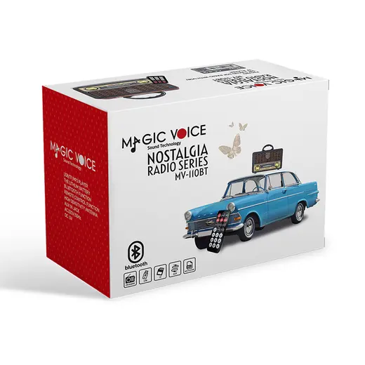 MAGICVOICE MV-110BT USB/SD/FM/BLUETOOTH DESTEKLİ NOSTALJİK RADYO görseli 3