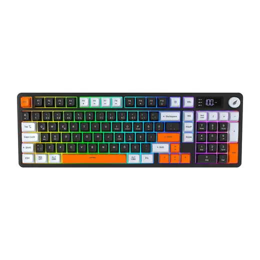 HAWK GAMING HK258 MEMBRANE LCD RGB KABLOSUZ/BLUETOOTH TURKCE KLAVYE SIYAH/TURNCU