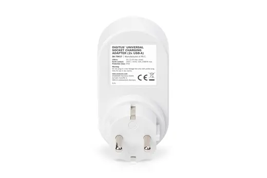 DIGITUS DA-70617 Evrensel Priz ve USB Yuvaya Sahip Şarj Adaptörü (2 x USB-A) alternatif görünüm