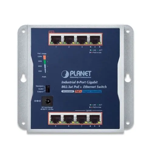 PLANET PL-WGS-818HP Endüstriyel Duvar Tip Yönetilemeyen PoE+ Switch