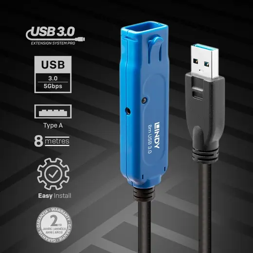 LINDY LIN-43158 8m USB 3.0 Active Extension Pro