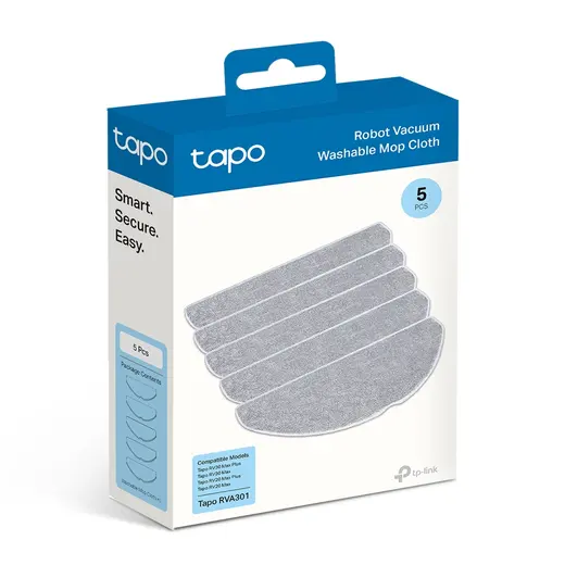TP-LINK Tapo RVA301 RV20/RV30 Max Serisi 5'li Yıkanabilir Robot Süpürge Paspas Bezi görseli 1