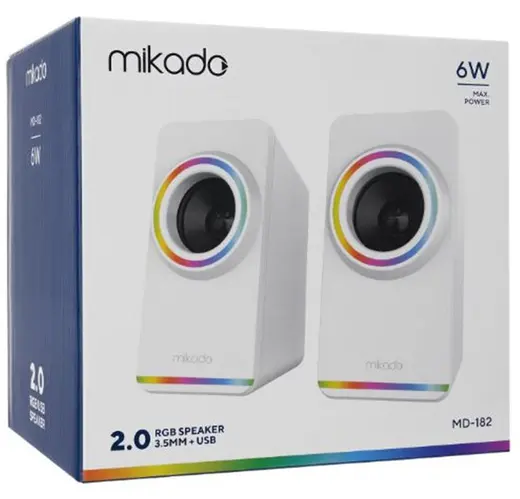 Mikado MD-182 2.0 3W-2 Beyaz RGB Aydınlatmalı USB + 3.5mm USB 5V Speaker Hoparlör alternatif görünüm