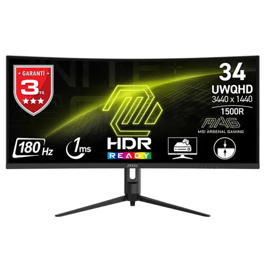 MSI 34" VA MAG 342CQR E2 1MS 180HZ HDMI-DP Kavisli Gaming Monitör 3440x1440 görseli 8