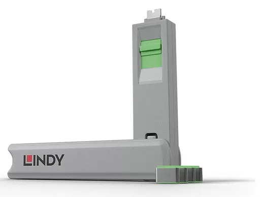 LINDY LIN-40426 USB C Port Blocker 4pcs + Key, Green