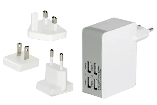 DIGITUS ED-31809 ednet Evrensel (EU/UK/US) Seyahat Şarj Seti , 4 x USB Port