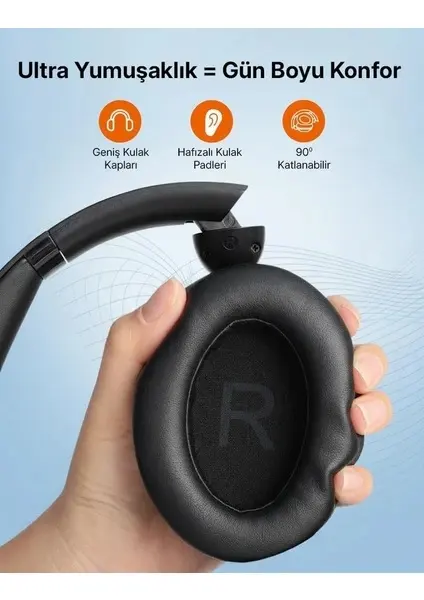 TAOTRONICS TT-BH1119 Aktif Gürültü Engelleyici Kulak Üstü Kulaklık görseli 4