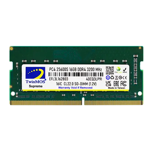 16 GB DDR4 3200MHz TWINMOS CL22 1.2V SODIMM (MDD416GB3200N)