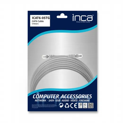 INCA 5metre CAT6 Utp ICAT6-05TG Gri Patch Kablo görseli 2