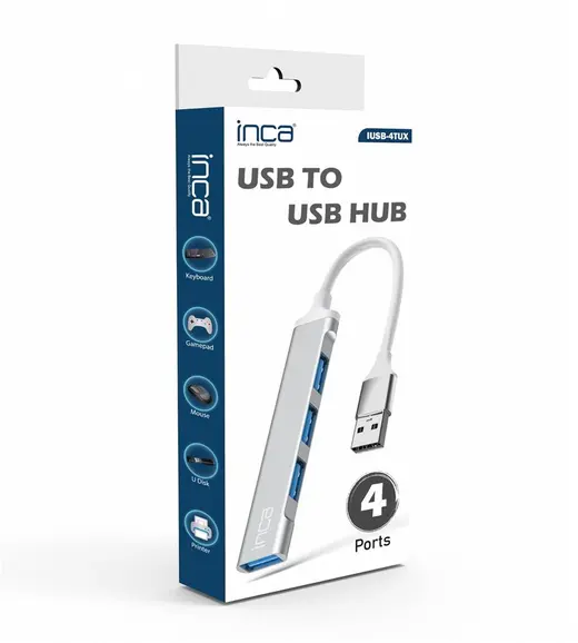 Inca IUSB-4TUX 3X2.0 3.0 USB Çıkış USB Çıkış 5 Gbps Usb Çoklayıcı Alüminyum Kasa alternatif görünüm