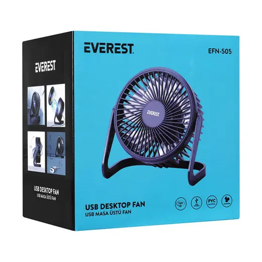 Everest EFN-505 Masaüstü Lacivert Usb Fan (145mmx141mmx105 mm) görseli 2