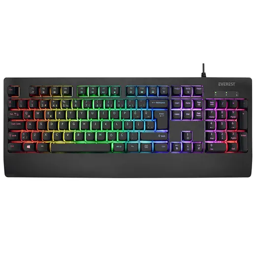 Everest KB-93 Siyah USB Rainbow Aydınlatmalı Q Membrane RGB alternatif görünüm