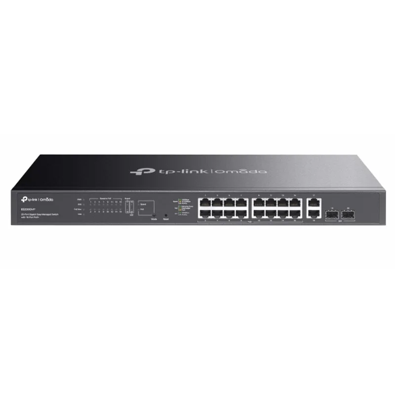 TP-LINK OMADA ES220GMP 16 PORT GIGABIT + 2XGB SFP+2XGB RJ45 UPLINK CLOUD YÖNETİLEBİLİR 250W POE RACKMOUNT SWITCH